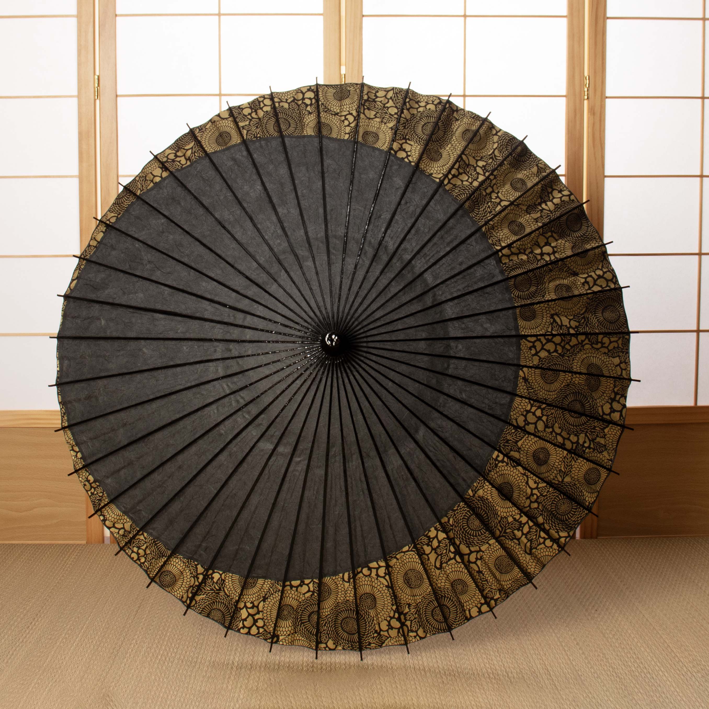 Fresh Greenery and Clovers / High-quality Tsukiyakko / Japanese Black Bamboo Parasol