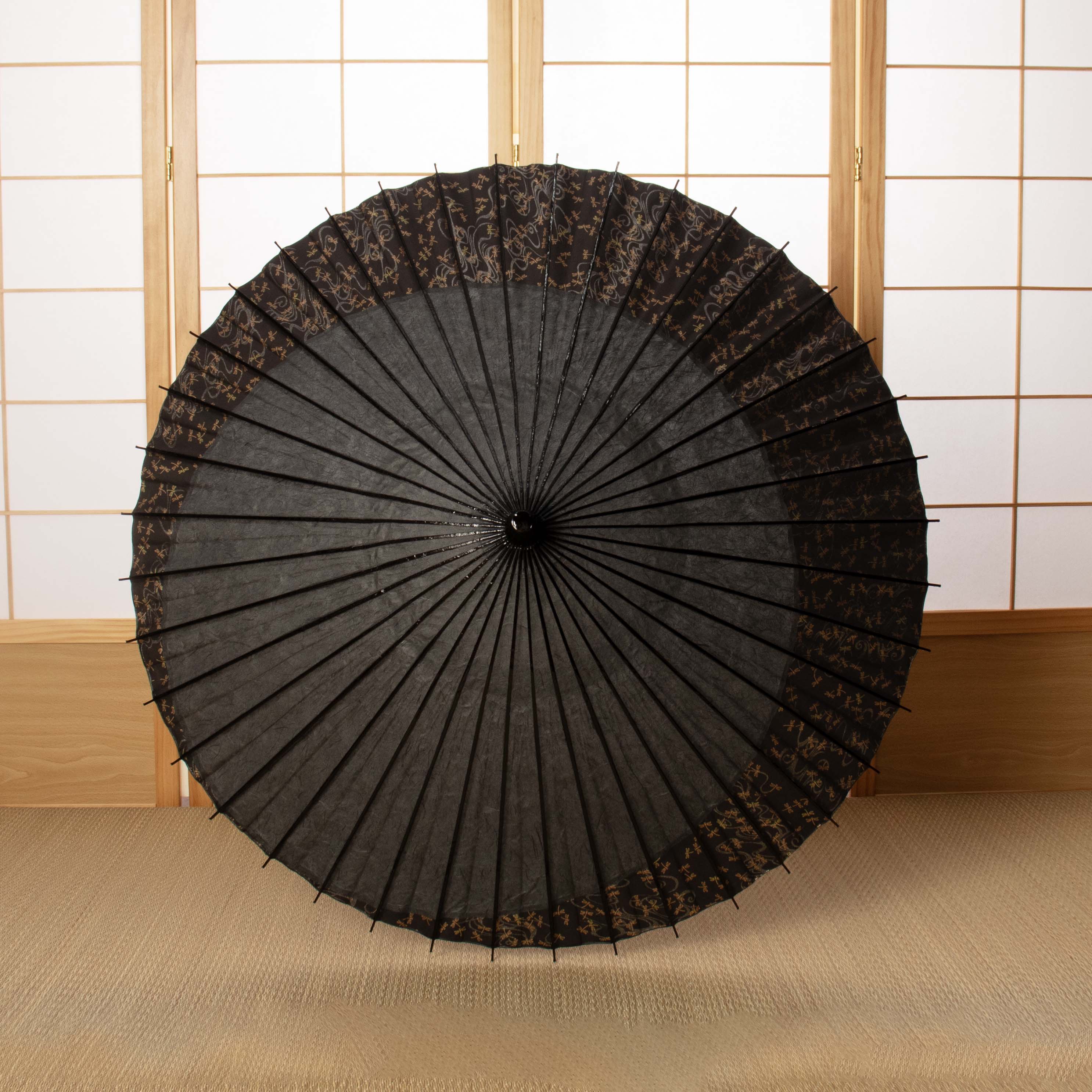 Fresh Greenery and Clovers / High-quality Tsukiyakko / Japanese Black Bamboo Parasol