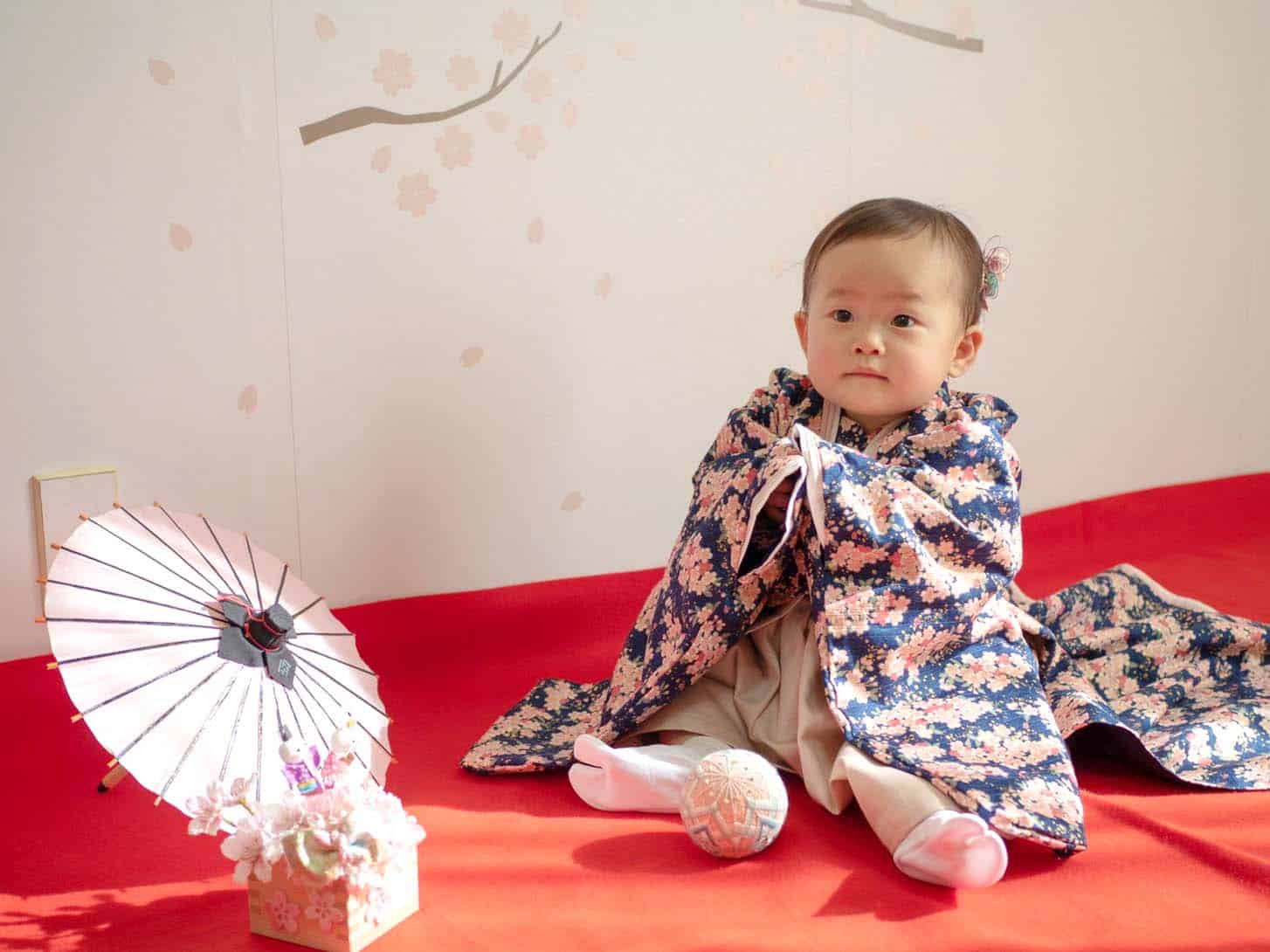 姫和傘  雪輪に四季の花