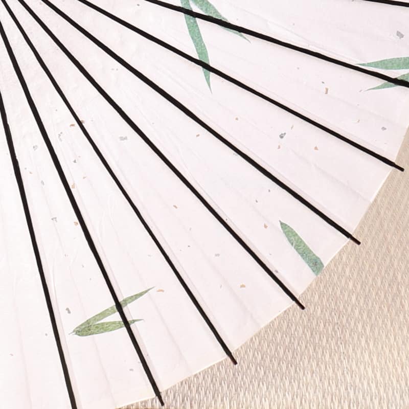 Black bamboo Japanese parasol "Openwork bamboo leaf"