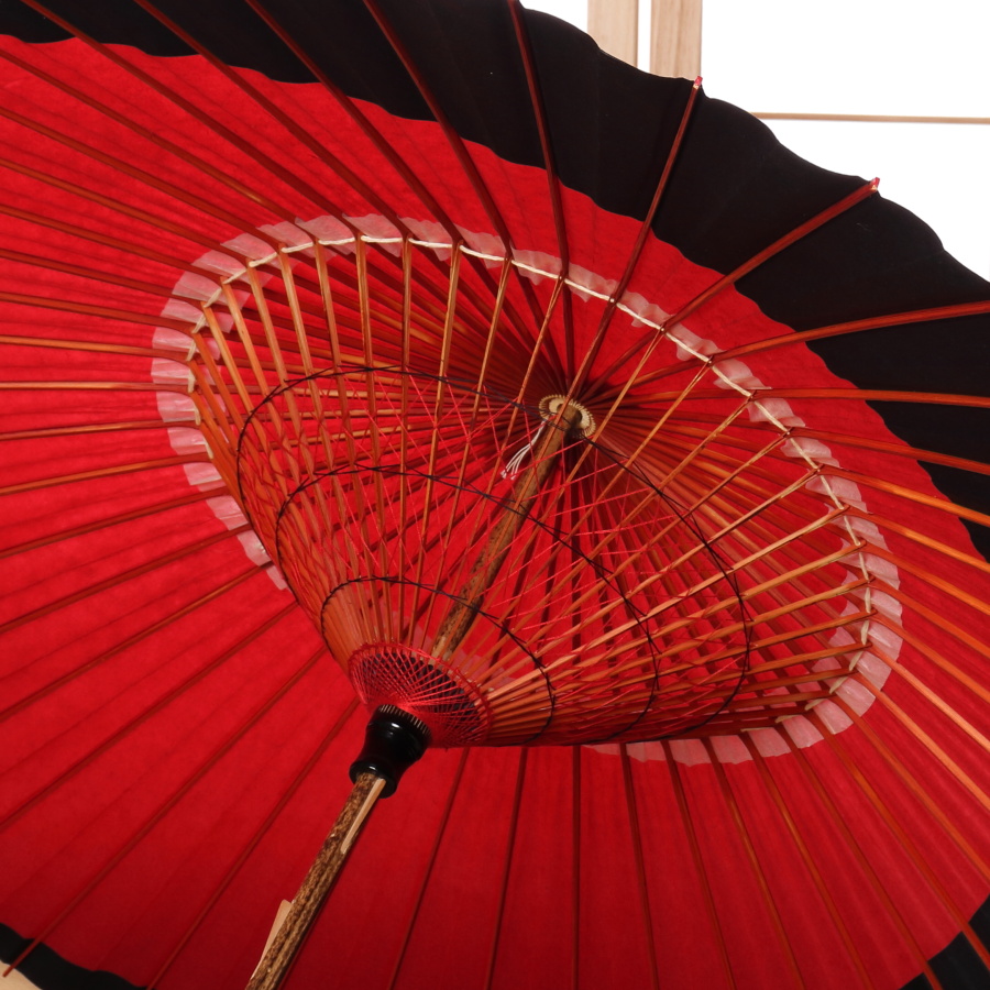 Kyoto Wagasa parasol shop Tsujikura - The Moon of Ariake(Black/Red 