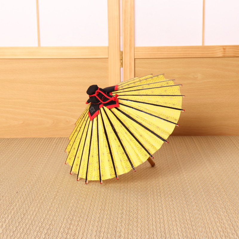 ミニサイズの傘｜ 記念品｜ 姫和傘 麻の葉 黄色｜ 日本最古の京都和傘屋 辻倉